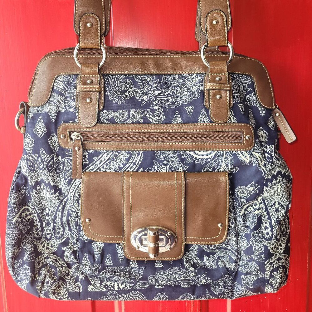Chaps by Ralph Lauren Shoulder Bag Navy Bandana Paisley * Handbag *Purse Satchel